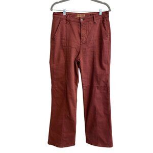 Judy Blue Rust Red Garment Dyed Wide Leg Denim Pants Stretchy Comfort